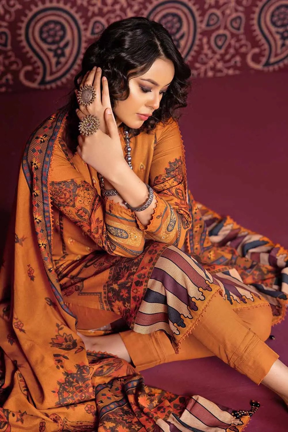 3PC Cotton Linen Unstitched Suit K-32006