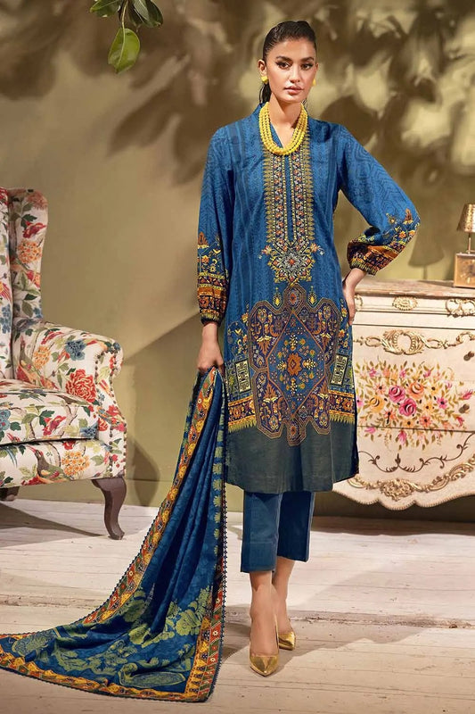 3PC Embroidered Khaddar Unstitched Suit K-32037