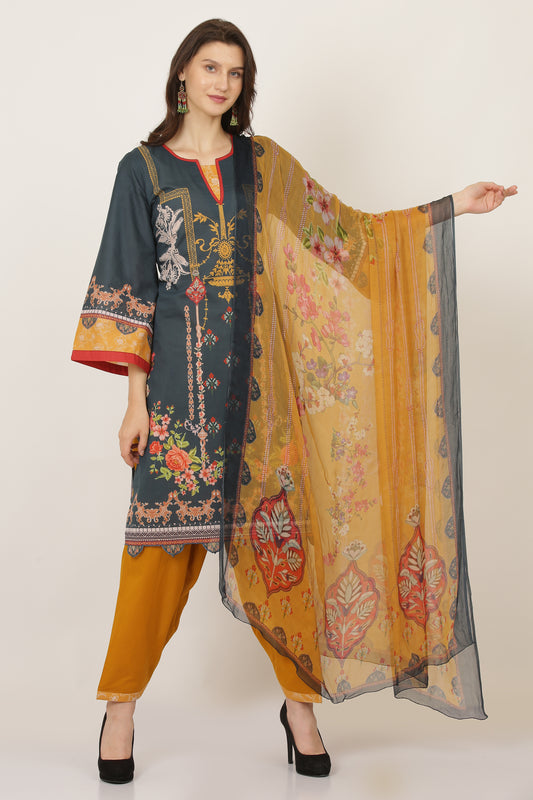 3PC UN-STITCHED SUITS-MI-03-C