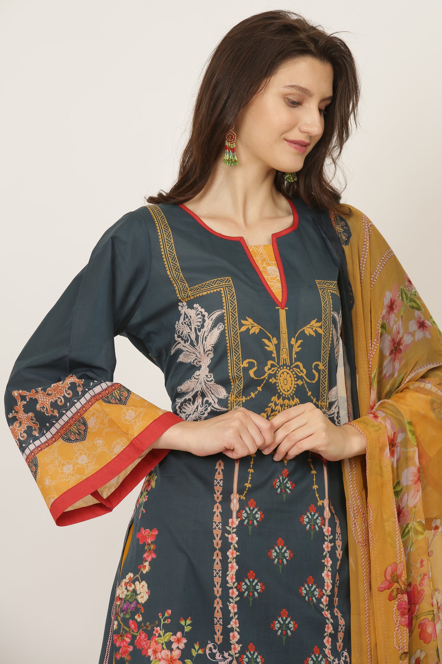3PC UN-STITCHED SUITS-MI-03-C