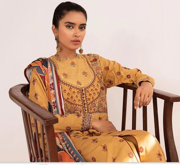 3PC Embroidered Linen UN-STITCHED SUITS-LE-02