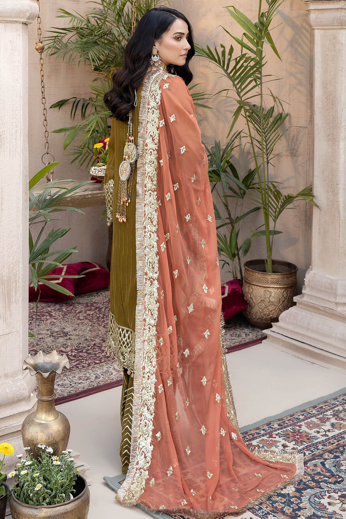 3PC EMBROIDERED CHIFFON UN-STITCHED SUITS-M-23 SAYONEE