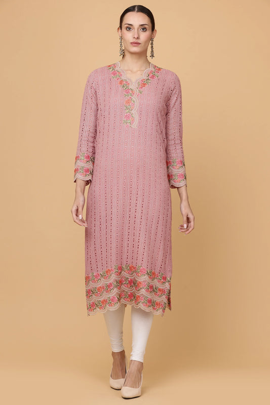 1pc-stitched-suits-Pink Chikankari Kurti