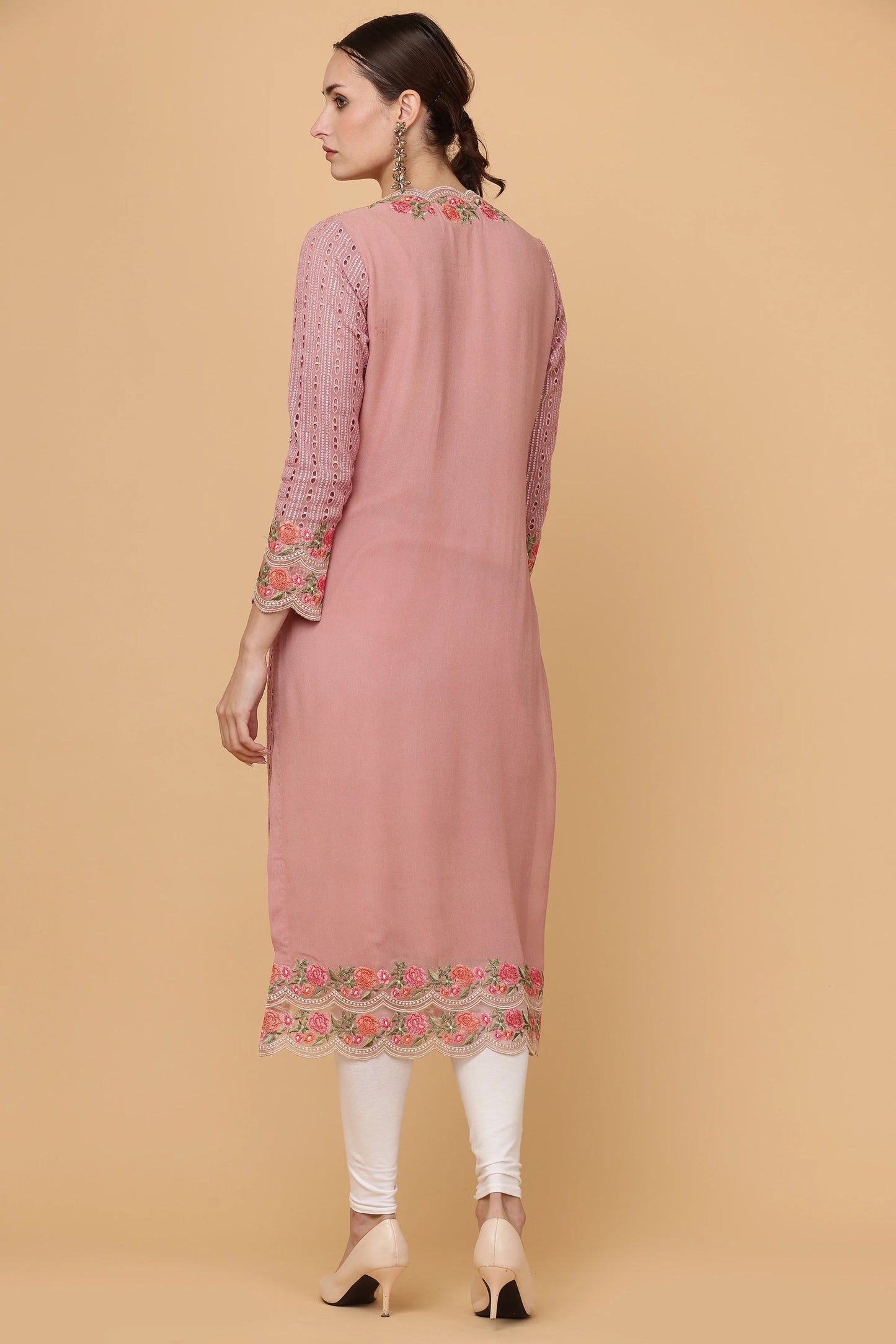 1pc-stitched-suits-Pink Chikankari Kurti