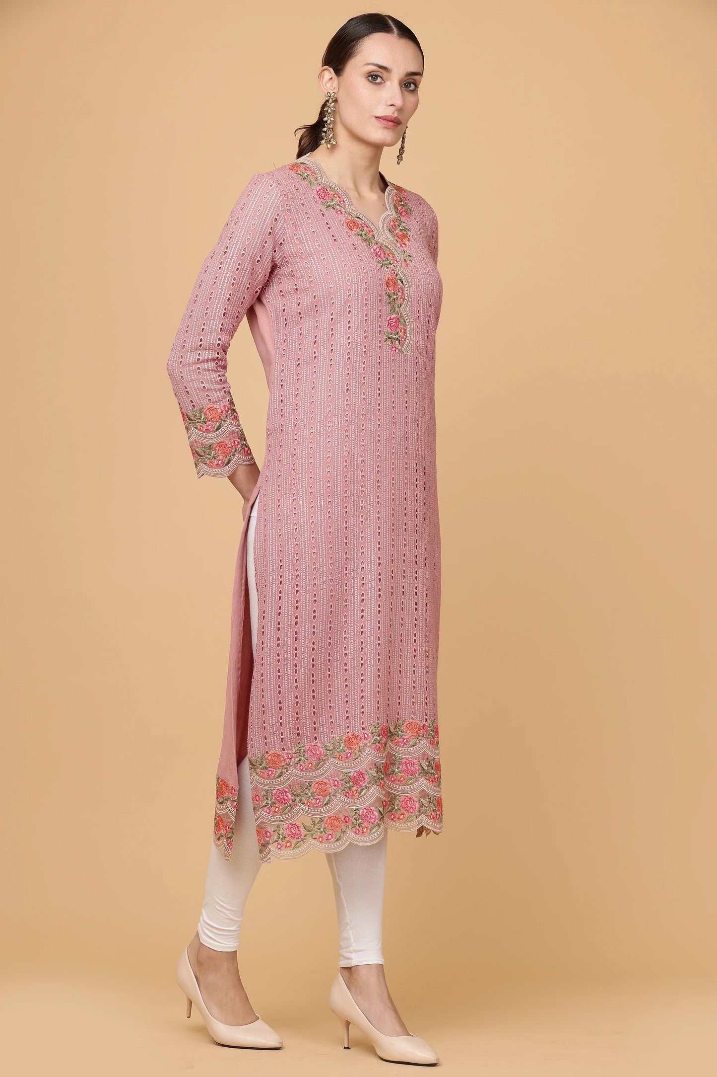 1pc-stitched-suits-Pink Chikankari Kurti