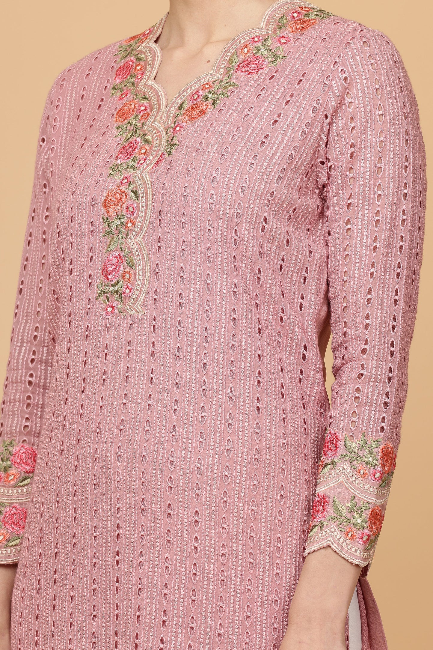 1pc-stitched-suits-Pink Chikankari Kurti