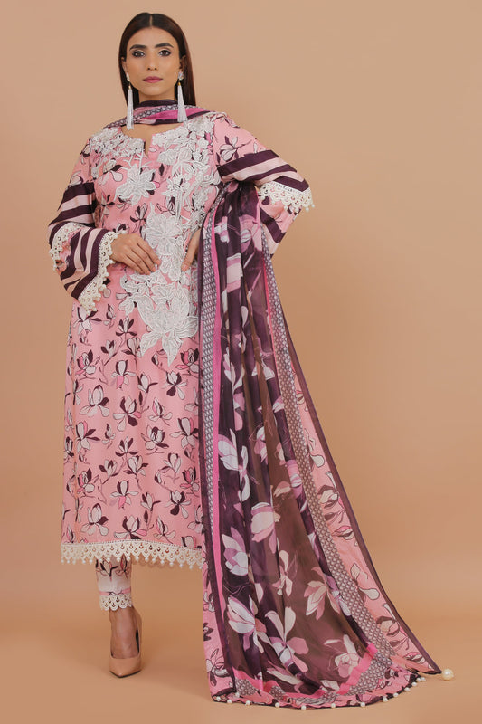 3PC UN-STITCHED SUITS-STSK-02-PINK MARIGOLD