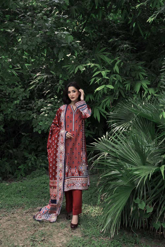 3PC Khaddar Printed UN-STITCHED SUITS-WR-22028