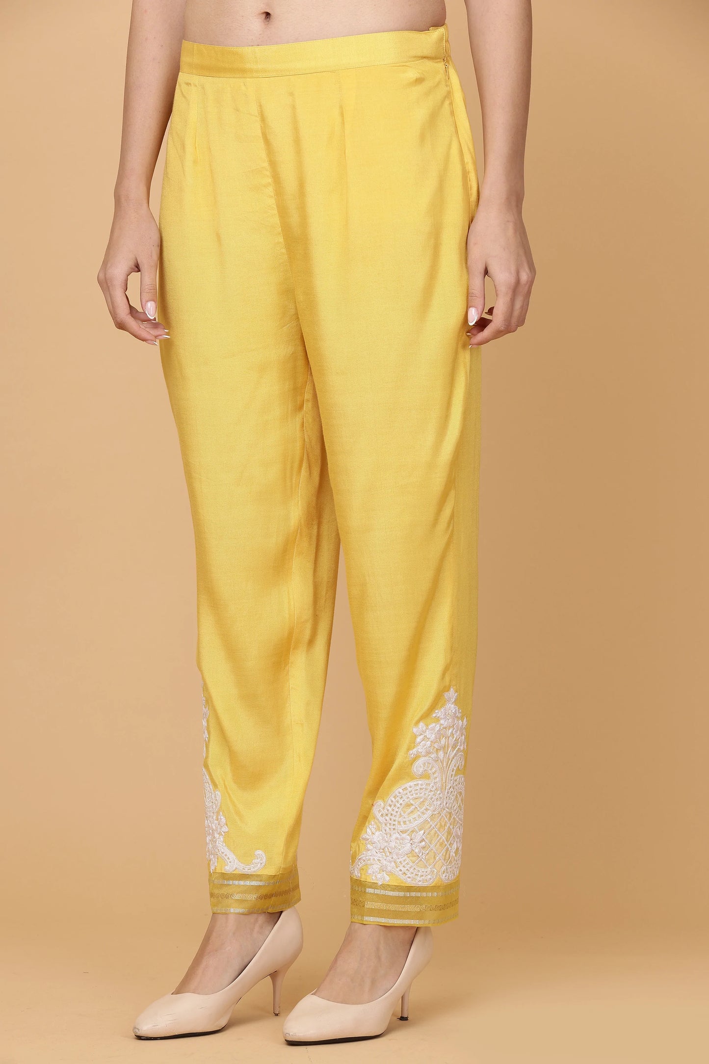 2pc-stitched-suits-Yellow Organza