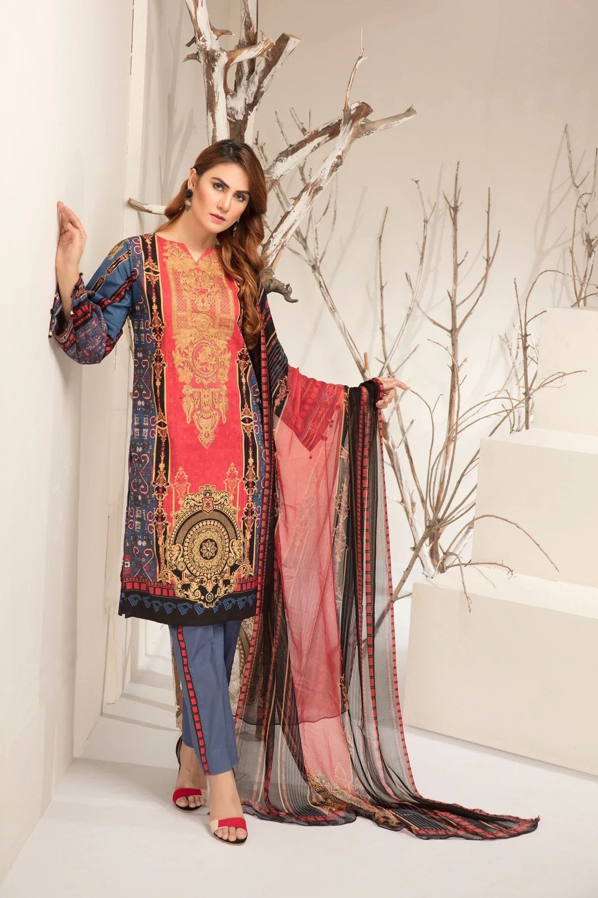 3PC UN-STITCHED SUITS-ZCC-11011