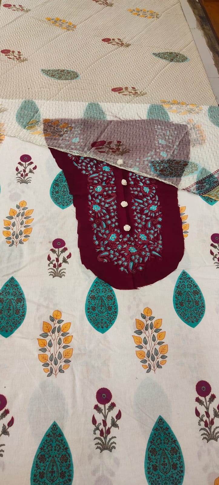 2-Pc Unstitched Chiffon Dupatta Suit-Chiffon-1326