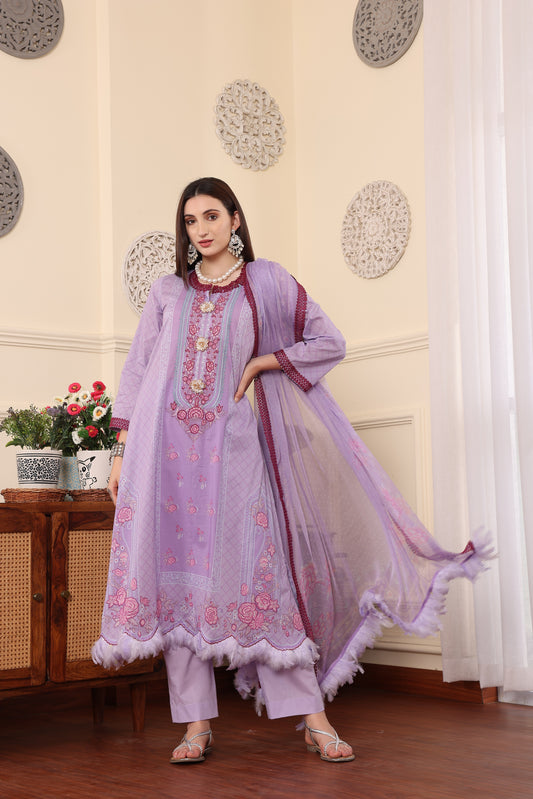 3 PCS EMBROIDERED MEHER UNSTITCHED SUMMER COLLECTION SYT-08