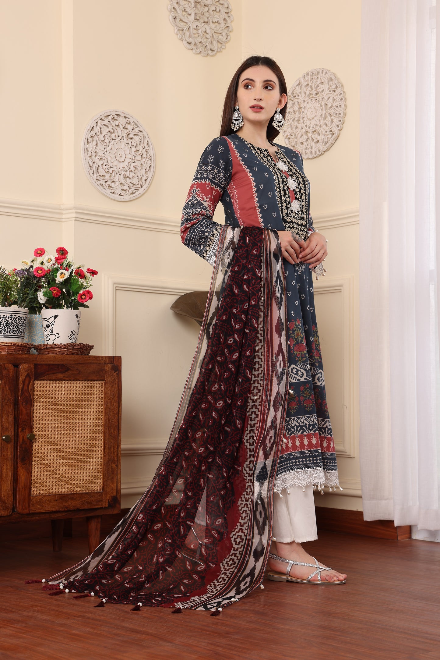 3 PCS EMBROIDERED MEHER UNSTITCHED SUMMER COLLECTION SYT-01