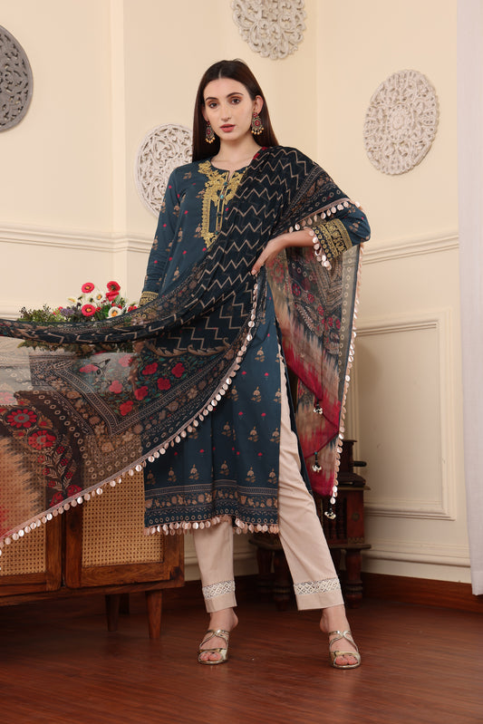 3 PCS EMBROIDERED MEHER UNSTITCHED SUMMER COLLECTION SYT-05