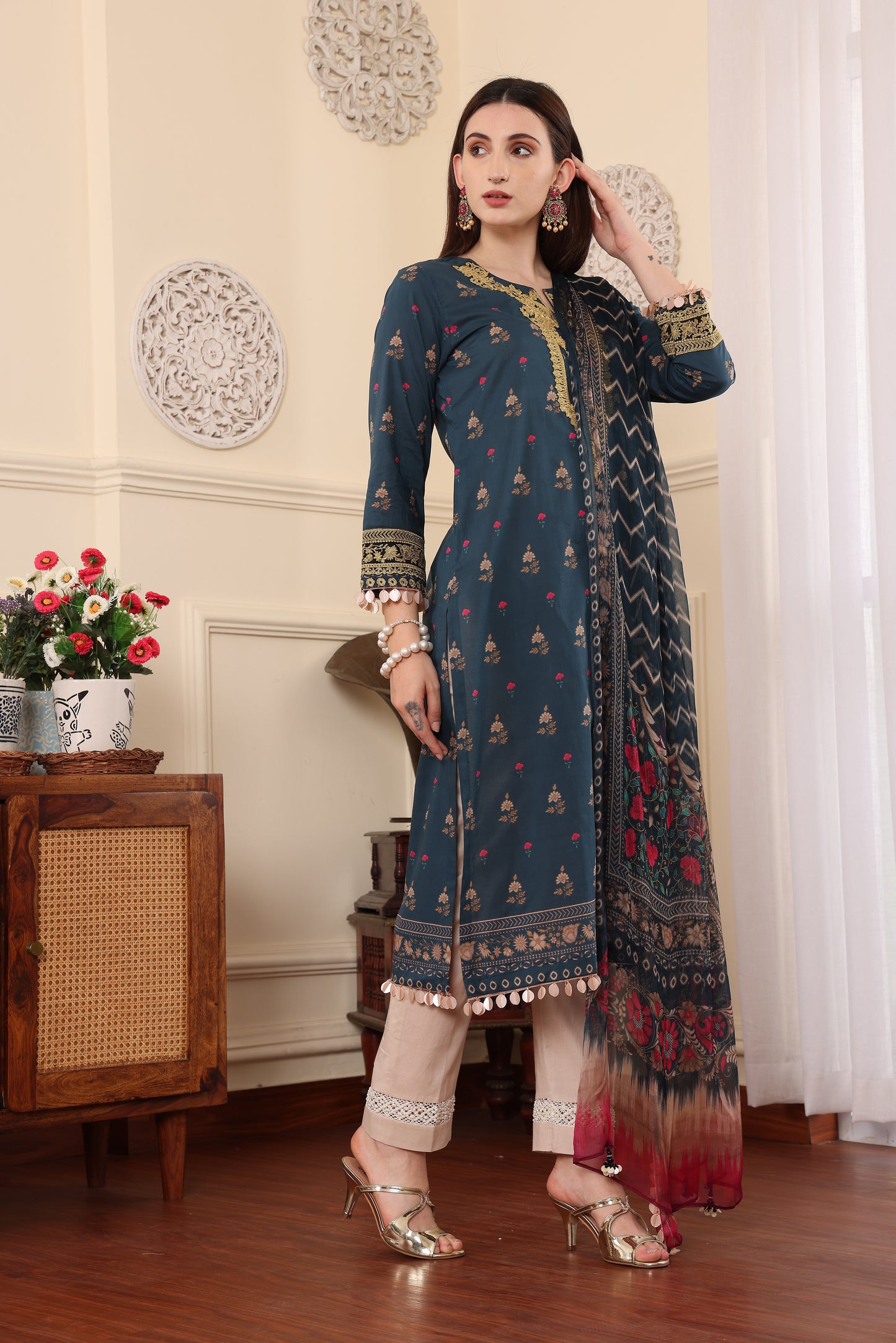 3 PCS EMBROIDERED MEHER UNSTITCHED SUMMER COLLECTION SYT-05