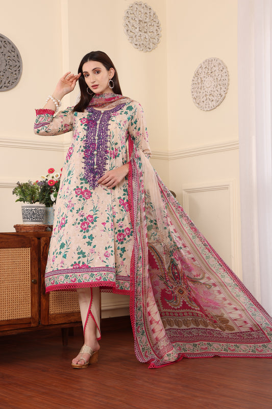 3 PCS EMBROIDERED MEHER UNSTITCHED SUMMER COLLECTION SYT-09