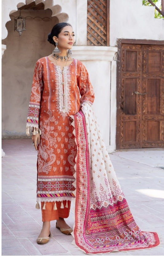 3 PCS UNSTITCHED LAWN DIGITAL SUIT MAUSUMMERY SPRING SUMMER COLLECTION (BEGONIA)