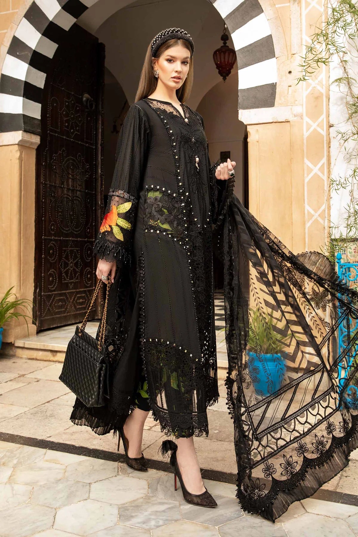 MARIA B LUXURY UN-STITCHED SUIT| D-2408-B