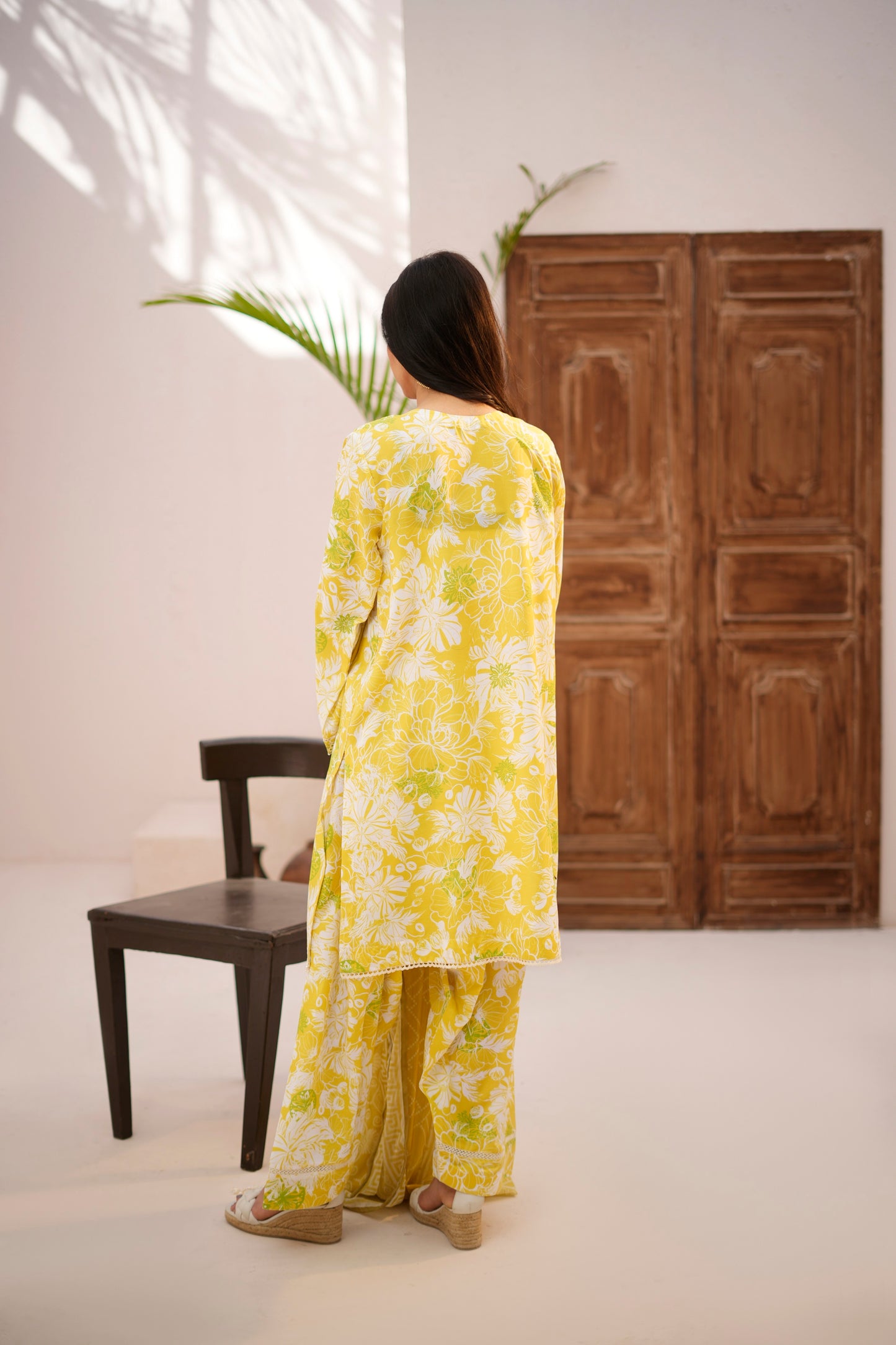 The Cotton Lawn Shop Women's 3 Piece Cotton Floral Stylish Printed Unstitched Salwar Suit Dupatta With Embroidered lace Dress Material ( Yellow )