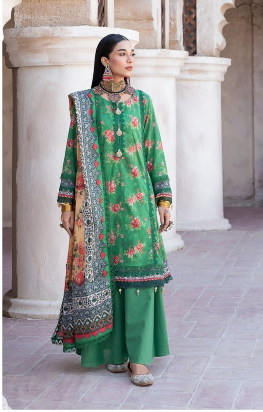 3 PCS UNSTITCHED LAWN DIGITAL SUIT MAUSUMMERY SPRING SUMMER COLLECTION (GREEN BERYL)