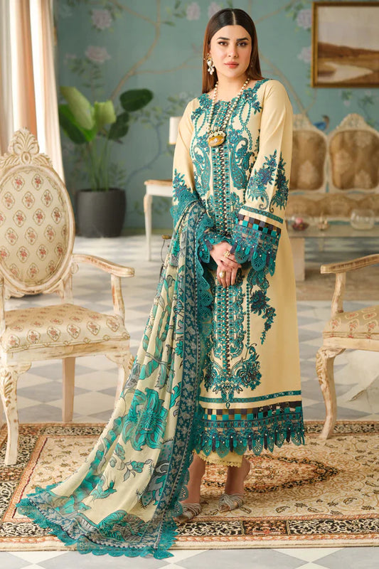 3 PCS CHIKAN EMBROIDERED  LAWN UNSTITCHED SUIT