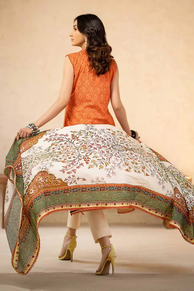 3PC Printed Embroidered Lawn Unstitched Suit CL-42092