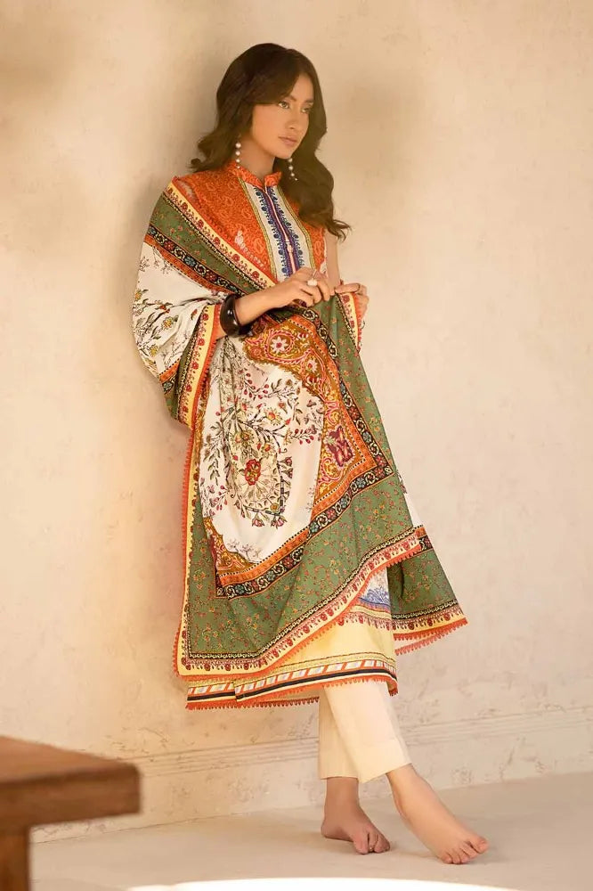 3PC Printed Embroidered Lawn Unstitched Suit CL-42092
