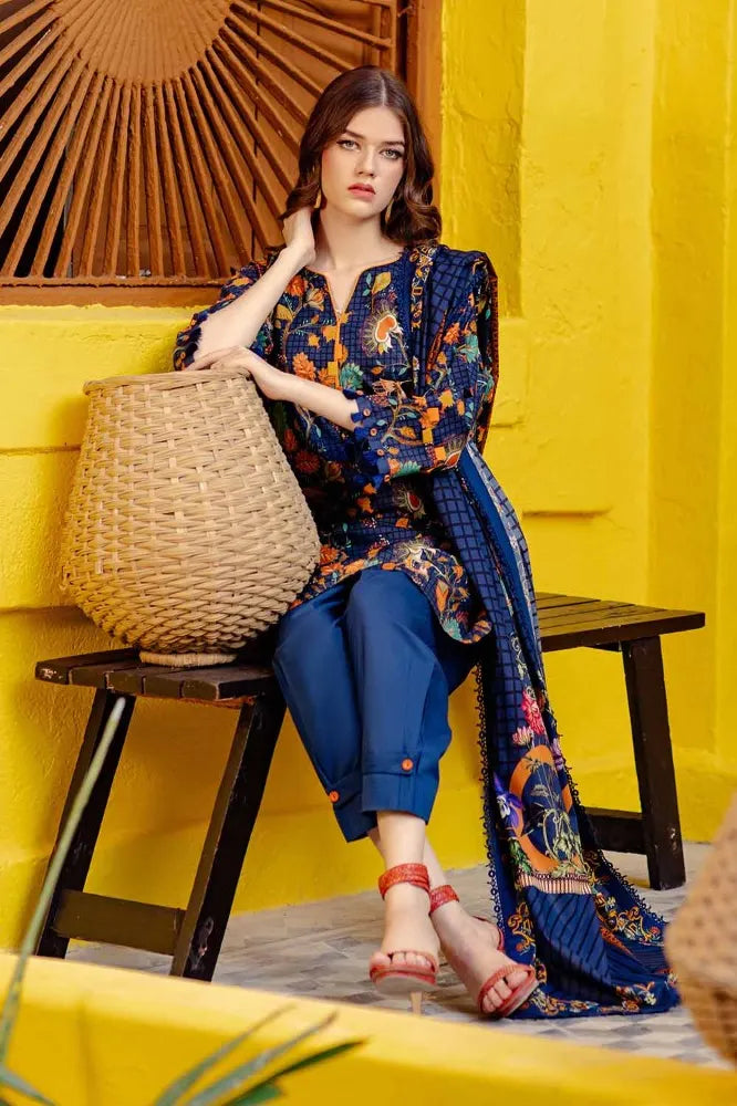 3PC Printed Lawn Unstitched Suit CL-42101 A