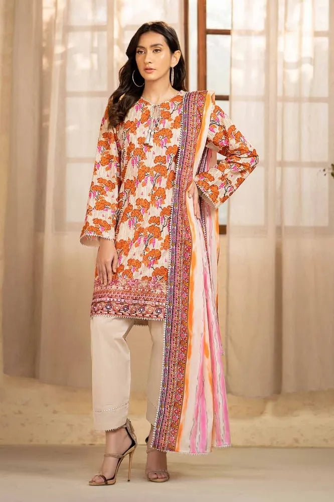 3PC Printed Embroidered Lawn Unstitched Suit CL-42134