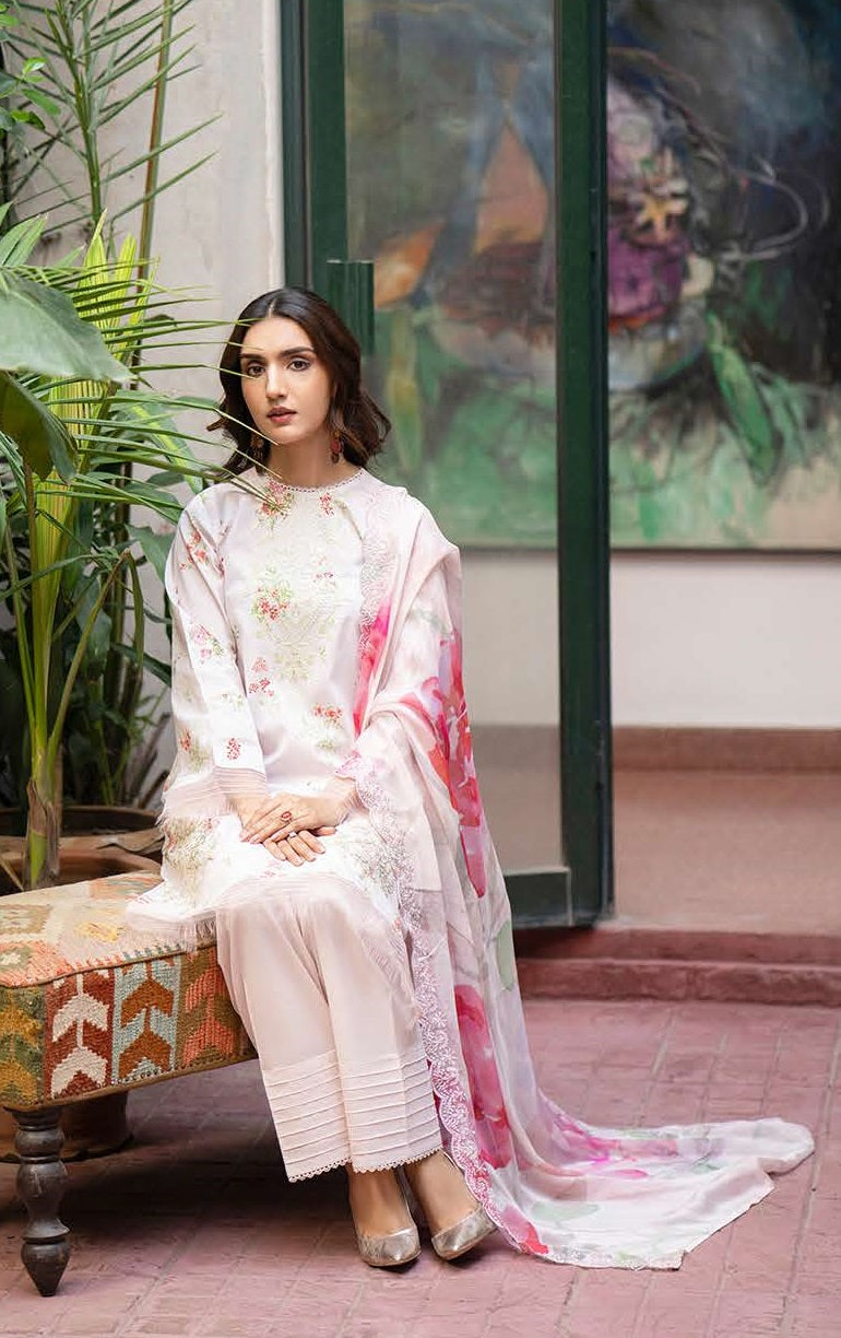 Mishaal by Gulljee Embroidered Lawn 3 piece Unstitched Dress - GJM11 - A03 - Summer Collection