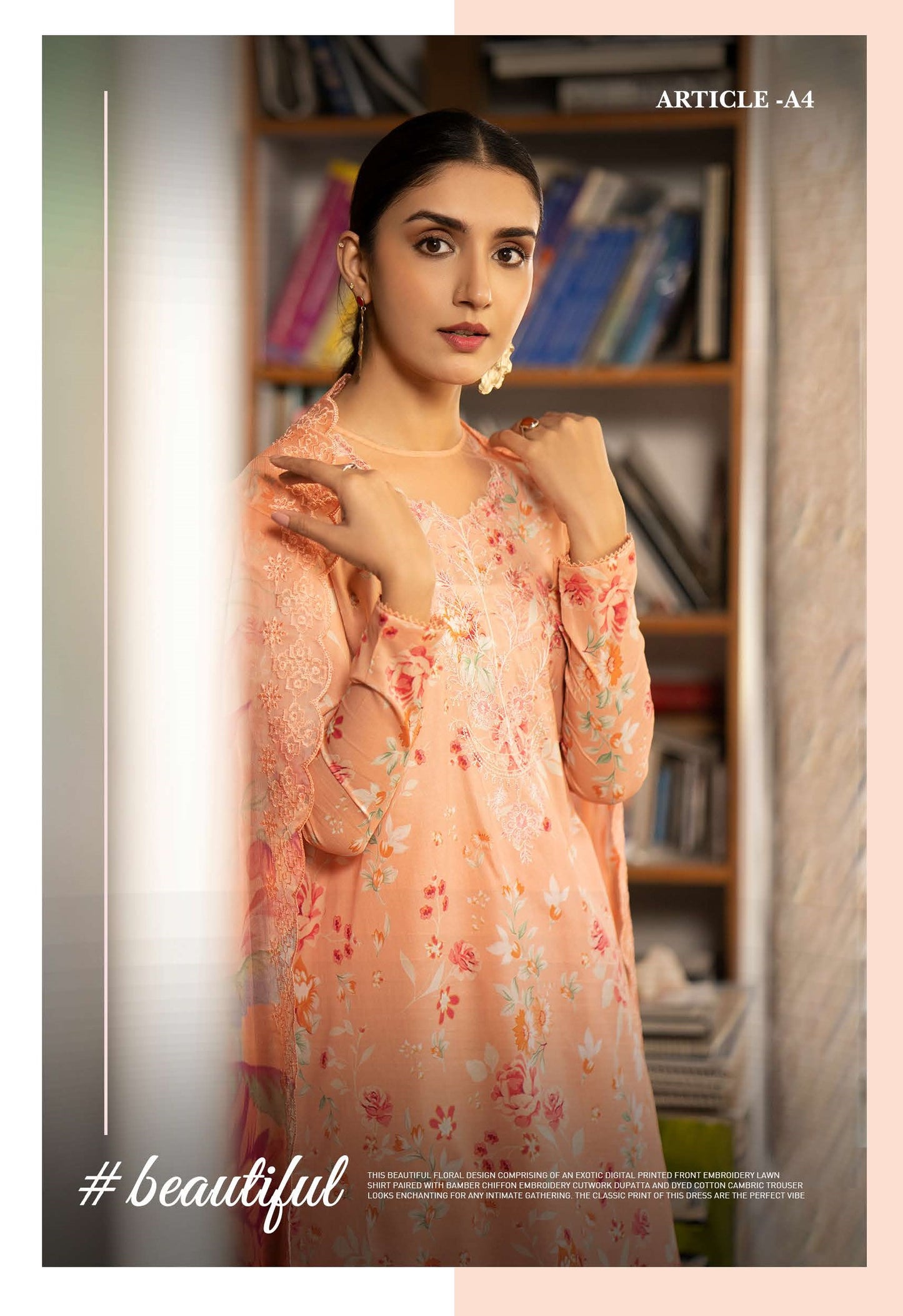 Mishaal by Gulljee Embroidered Lawn 3 piece Unstitched Dress - GJM11 - A04 - Summer Collection