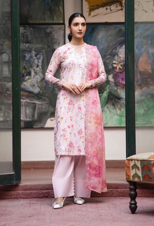 Mishaal by Gulljee Embroidered Lawn 3 piece Unstitched Dress - GJM11 - A05 - Summer Collection