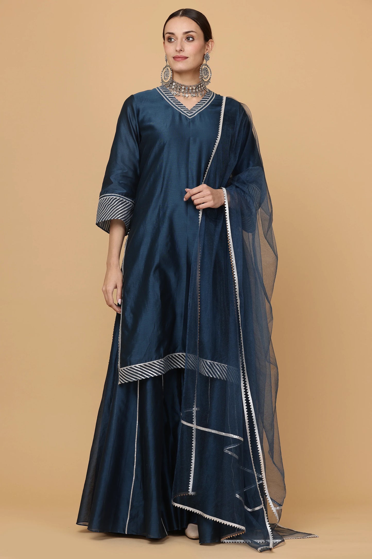 3pc-stitched-suits-Blue Sharara