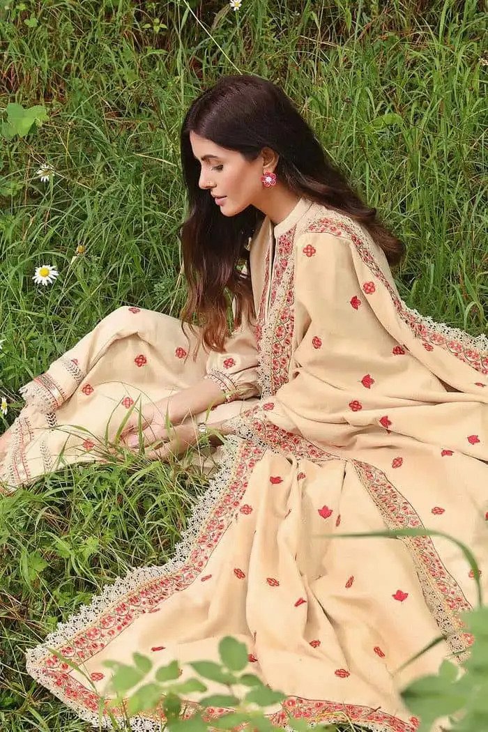 3PC Embroidered Dobby Jacquard Unstitched Suit DB-32019