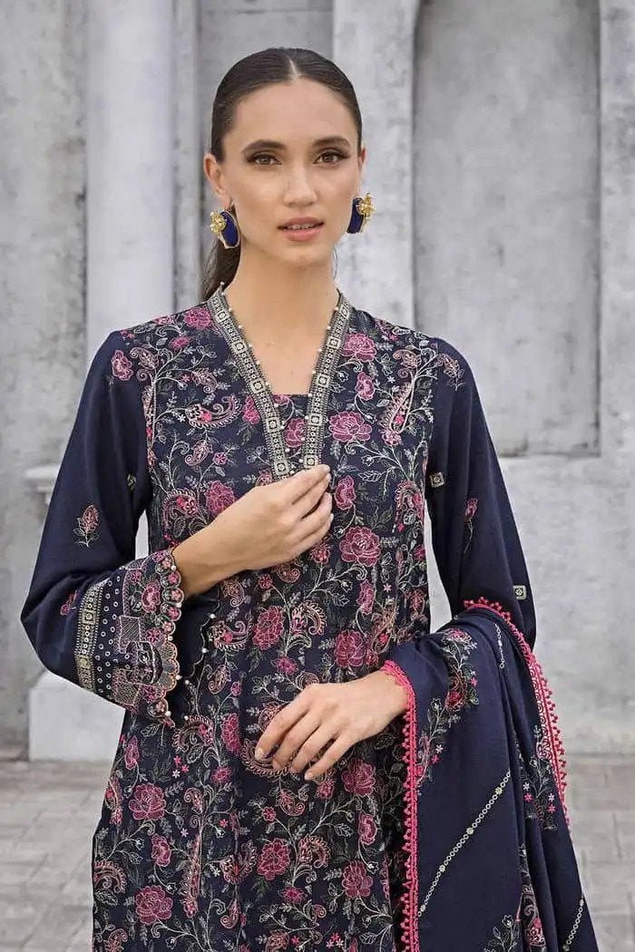 3PC Embroidered Dhanak Unstitched Suit DH-32002