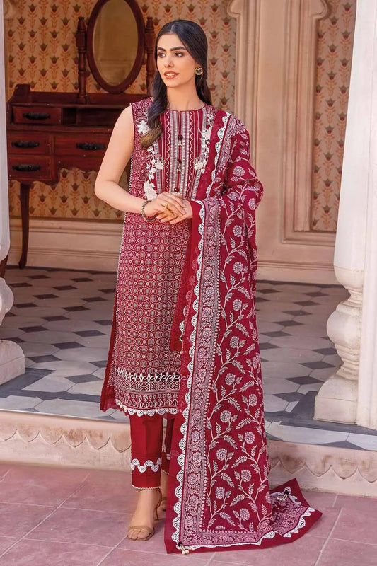 3PC EMBROIDERED UN-STITCHED SUITS-DN-32021
