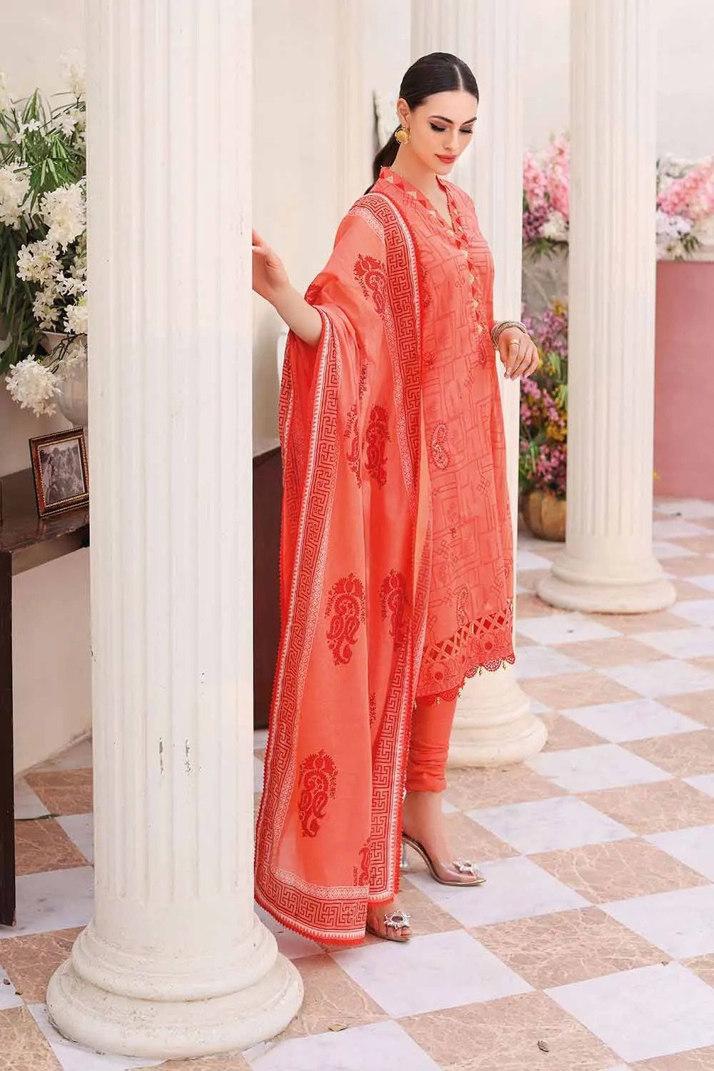 3PC EMBROIDERED UN-STITCHED SUITS-DN-32022