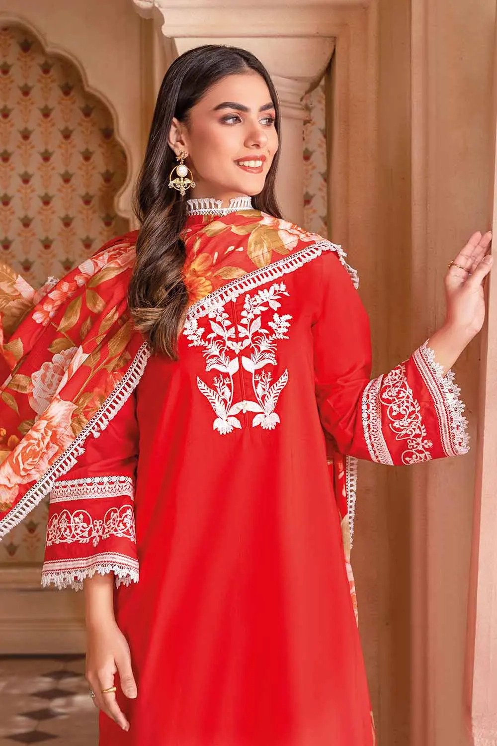 3PC EMBROIDERED UN-STITCHED SUITS-DN-32063