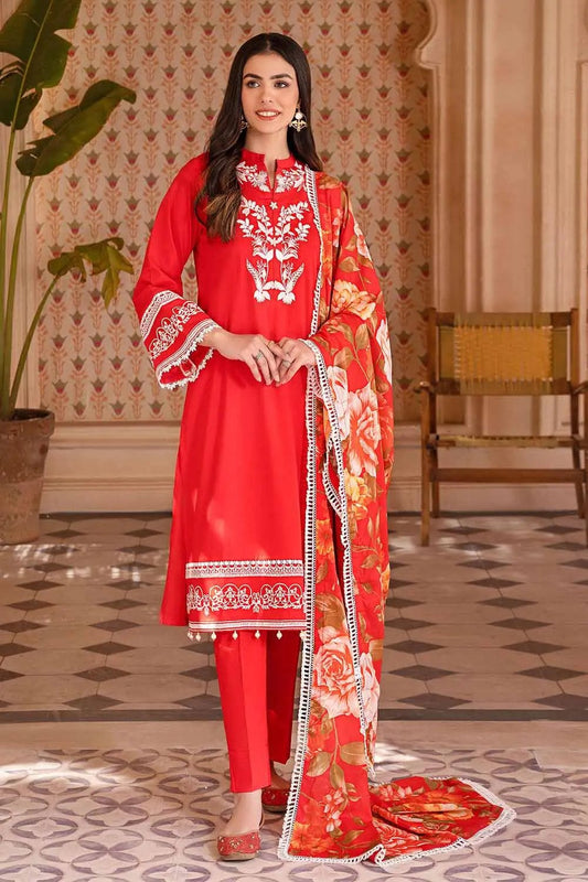 3PC EMBROIDERED UN-STITCHED SUITS-DN-32063