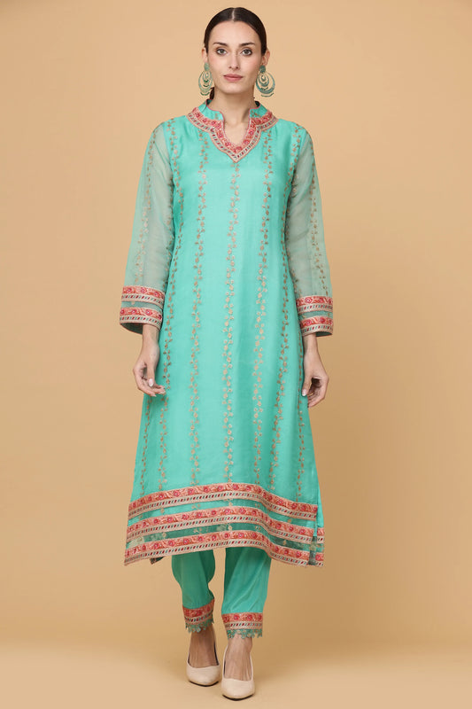 2pc-stitched-suits-Green Striped