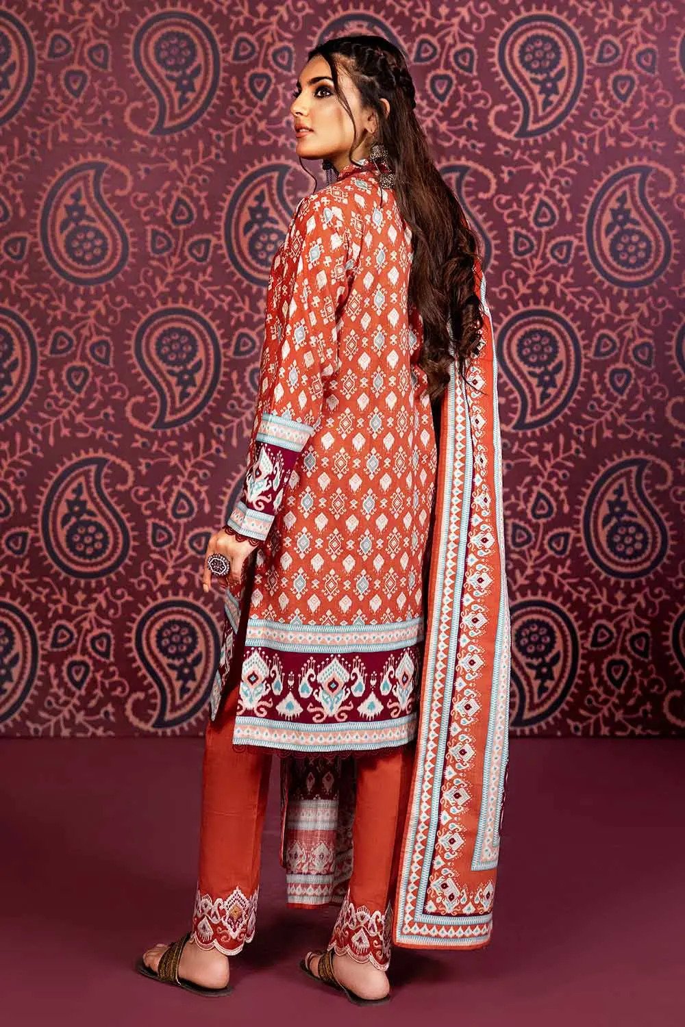 3PC Embroidered Printed Khaddar Unstitched Suit K-32024 A