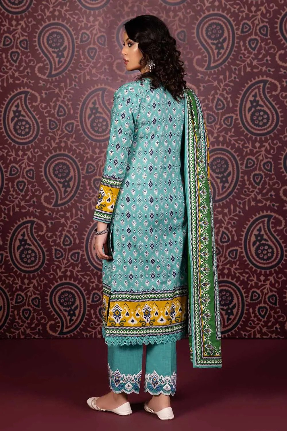 3PC Embroidered Printed Khaddar Unstitched Suit K-32024 B