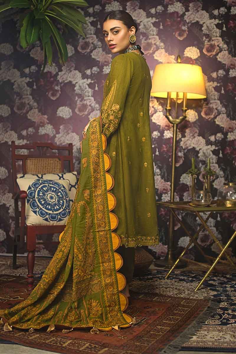 3PC Mehandi Embroidered Khaddar UN-STITCHED SUITS-K-82