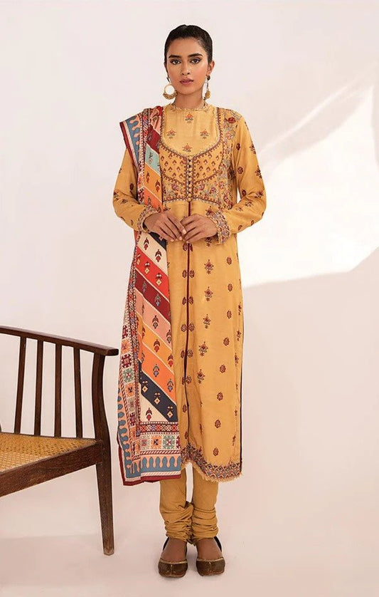 3PC Embroidered Linen UN-STITCHED SUITS-LE-02