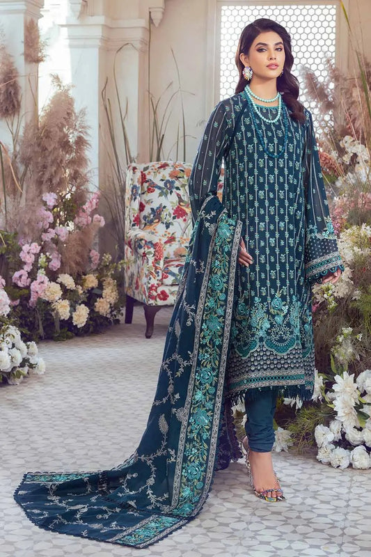 3PC Embroidered Swiss Voile Unstitched Suit With Embroidered Paper Cotton Dupatta LSV-32022