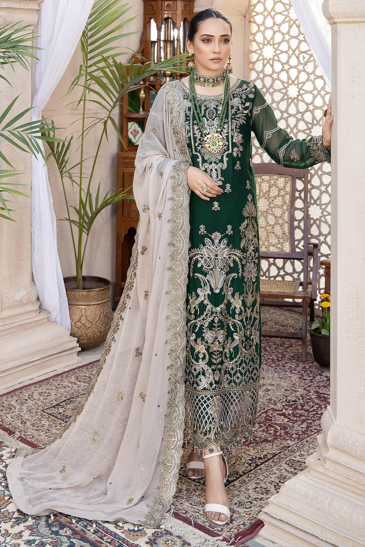 3PC EMBROIDERED CHIFFON UN-STITCHED SUITS-M-29 KIARA