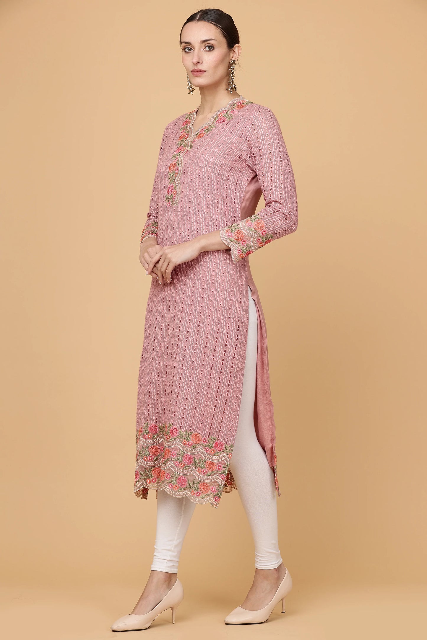 1pc-stitched-suits-Pink Chikankari Kurti