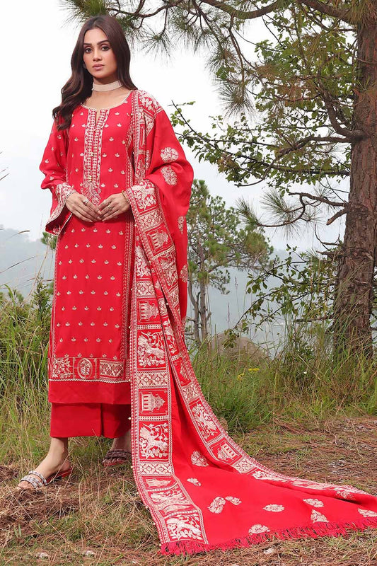 3PC Embroidered Raw Silk Unstitched Suit with Raw Silk Dupatta RW-32001
