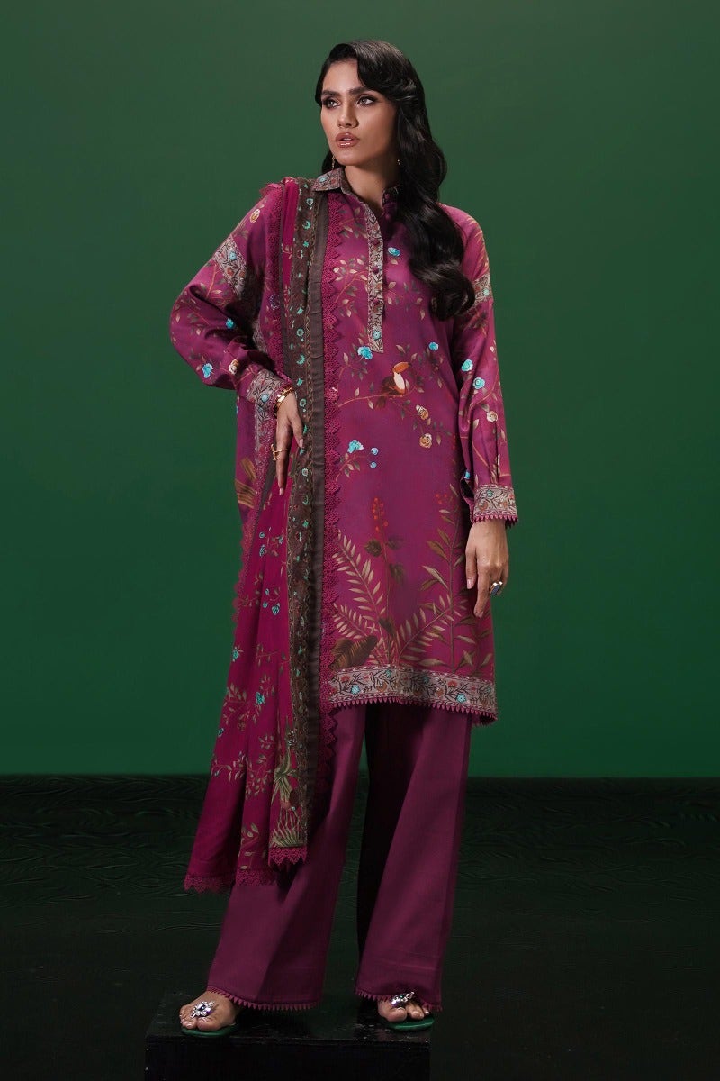3PC Unstitched Mahay Printed Linen Dupatta Suit-SS-MH-17A