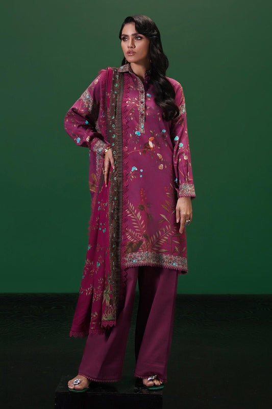 3PC Unstitched Mahay Printed Linen Dupatta Suit-SS-MH-17A